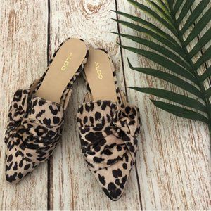 Aldo leopard print mules with bow